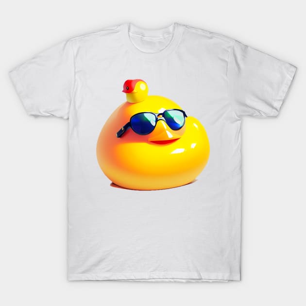 Rubber Duck Wearing Sunglasses Sticker T-Shirt by BAYFAIRE